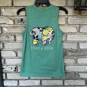 Ivory Ella sleeveless green women sleeveless top with elephant design back